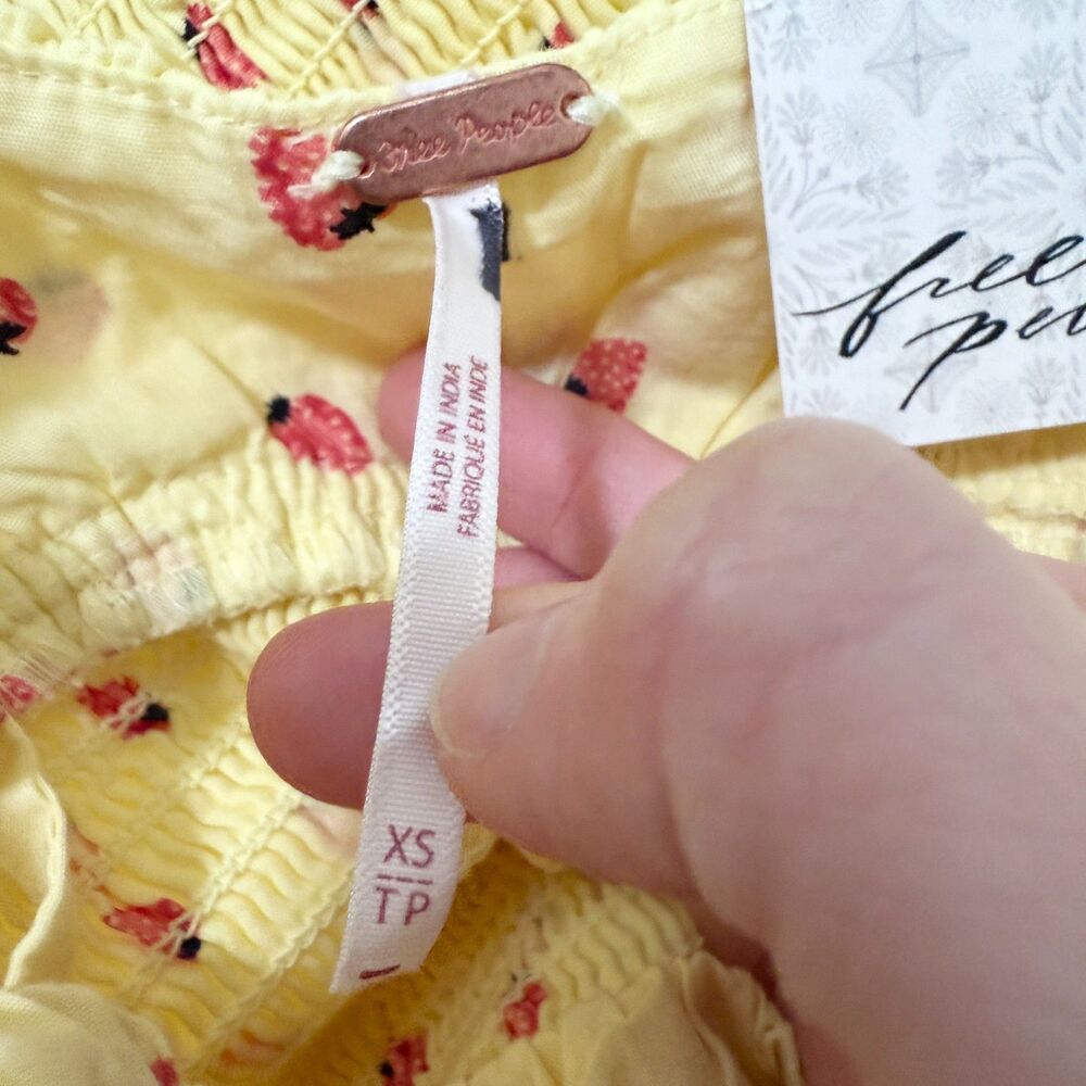 Free People Yellow Midi Dress with Red Floral Pattern - Picture 4 of 8